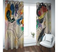 PARREN Esthétique Abstraite Rideaux Thermiques occultants Peintures célèbres Impressions Tissu Aquarelle Rideaux assombrissants pour Salon Chambre à Coucher Cuisine W160xL245cm 2 pièces