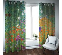 PARREN Multi-Couleurs Fleurs Rideaux Occultants pour Salon Chambre 2 Panneaux Plante Paysage Œillet Fenêtres Traitements Rideaux Gustav Klimt 140x270cm