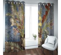 PARREN Nature Morte Peintures célèbres Impressions Rideaux occultants Vase avec glaïeuls et Asters de Chine Rideaux Thermiques pour l’esthétique de la Chambre à Coucher du Salon W132xL183cm 2 pièces