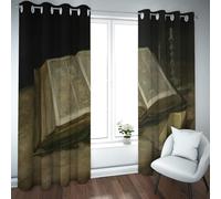 PARREN Rural rétro Rideaux occultants avec oeillet Livre Nature Morte Peintures célèbres Impressions Rideaux de fenêtre pour Salon Chambre à Coucher Isolé thermiquement W200xL245cm 2 pièces