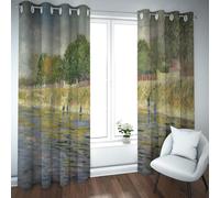 PARREN scène fluviale Rideaux occultants Bord de la Seine peintures célèbres estampes Rideaux à œillets isolés thermiquement pour la décoration du Salon W132xL183cm 2 pièces