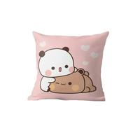 PARREN Taie d'oreiller 2Pcs Panda Holding Tissu Bududamochi Peach Cat Holding Oreiller Chambre Canapé Anime Lit Mode Taie d'oreiller-5.-60X60Cm