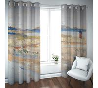 PARREN Thème de la Plage Rideaux occultants pour l’intimité de la Porte Art Abstrait Peintures célèbres Impressions Rideaux de fenêtre Salon Chambre Bureau à Domicile W132xL160cm 2 pièces