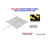 Sauvic Grille double 02685 Acier inoxydable 40 x 45 cm
