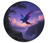 Parroquet Bleu à Bec rougePuzzle Rond 1000 Pièces Tâche Défi pour Adultes Et Adolescents Amélioration Cérébraleoiseau Art Décoratif Salon Point Focal 1000pcs (67.5x67.5cm)