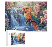 Parroquet coloré dans la Jungle de Cascade Tropicale Puzzle 300 Pièces pour Adultes Entraînement Cérébral Maîtrise Logique Cadeau pour Amateurs De Défis 300 PCS
