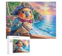 Parroquet en Bateau avec des Fleurs de Margarite Puzzle 500 Pièces pour Famille Loisirs Intérieurs Esprit D’Équipe Cadeau pour Saison Festive 500 PCS