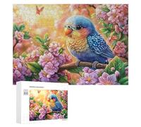 Parroquet sur Les rochers en Bord de mer avec des Fleurs Puzzle 300 Pièces pour Adultes Entraînement Cérébral Maîtrise Logique Cadeau pour Amateurs De Défis 300 PCS
