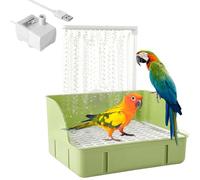Parrot Automatic Bathing Pool, Indoor Bird Bath, Automatic Fountain Bird Shower Bath with USB Pump, Parrot Bathtub with Circulating Faucet, Electric Water Bathtub -for Birdcage, Indoor, Outside(green)
