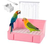 Parrot Automatic Bathing Pool, Indoor Bird Bath, Automatic Fountain Bird Shower Bath with USB Pump, Parrot Bathtub with Circulating Faucet, Electric Water Bathtub -for Birdcage, Indoor, Outside(pink)