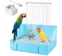 Parrot Automatic Bathing Pool, Indoor Bird Bath, Automatic Fountain Bird Shower Bath with USB Pump, Parrot Bathtub with Circulating Faucet, Electric Water Bathtub -for Birdcage, Indoor, Outside(blue)