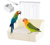 Parrot Automatic Bathing Pool, Indoor Bird Bath, Automatic Fountain Bird Shower Bath with USB Pump, Parrot Bathtub with Circulating Faucet, Electric Water Bathtub -for Birdcage, Indoor, Outside(White)