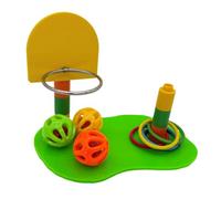 Parrot Basketball Hoop Toy Interactive Bird Toss Ring Game Cage Accessory | Durable Plastic Metal Build, Adjustable Height Design, Safe Smooth Edges for Small Parrots 1 Set