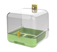Parrot Bath - Pull-out Parrot Feeder For Cage | 2 In 1 Bowl Bathtub | Transparent Design ABS Material 20.8x18.8x18.5cm For Pet Inside Outdoors Yard Deck Garden Easy Monitoring Quick Cleaning