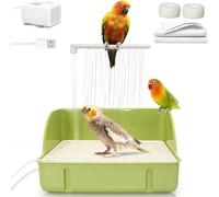 Parrot Bathtub, Automatic Bird Bath, 12.99 inches Height Built-in 5w Pump, Pet Bathing Container for Cockatiels Parakeets Lovebirds Conures, Cage Use, Pet Owners, Green White