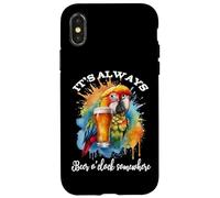Parrot Drinking Its Beer O'Clock Somewhere Always 5 O Clock Coque pour iPhone X/XS