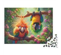 Parrot Duo Jungle Colourful Cute Cartoon Parrots 1000 Pieces Jigsaws Adults The Impossible Challenge Home Activity 38x26cm/1000pcs