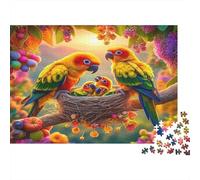 Parrot Famille Puzzle pour Enfants 1000 Pièce Recyclable Nest Art Puzzle à Assembler Amusant et Stimulant Jeu de Famille Super Idée de Cadeau pour Child‘s Anniversaire 38x26cm/1000pcs