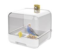 Parrot Feeder for Cage - Parakeet Bird Bath | Parrot Bath | Pull-Out Parrots Feeder for Cage | 2 in 1 Bowl Bathtub Transparent Design fôr Pet Inside Outdoors Yard Deck Garden