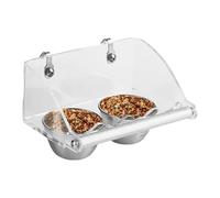 Parrot Feeding - Wall Mounted Cage, Stainless Steel Drinker Bowl with Acrylic Stand Accessory, Spill Proof Build, Quick Cleaning Gear, Bird Supplies for Finches, Cockatiels and Small Animals