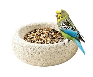 Parrot Food Bowl - Round Stone Bird Dish, Lightweight Cage Feeder, Small Bi | Bird Dishes Cage for Hummingbird Parakeet Parrot Cockatiel Garden Balcony Deck Feeding Outdoor