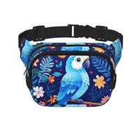 Parrot Illustration Sac banane imprimé à la mode, sac messager unisexe, sac banane de voyage tendance, noir, taille unique