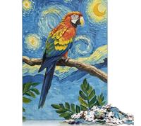 Parrot in Starry Night Style Puzzle 1000 Pieces Cadeau Unique Jeu Éducatif Challenge Toy À De Qualité Supérieure Peinture Art pour Adultes Et Enfants 1000pcs (75x50cm)
