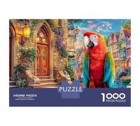 Parrot in Town Puzzle 1000 Pièces Adultes Et Enfants Dès 14 Ans Parrot Door Blooms Puzzle De Bricolage Coloré Jouets De Jeu Stimulants Détente & Relaxation 52x38cm/1000pcs