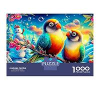 Parrot Love Puzzle 1000 PiècesParrots Bloom Adulte Carton sans Odeur pour Experts sans Reflets Anti-Stress Livraison Rapide avec Affiche Guide 70x50cm/1000pcs