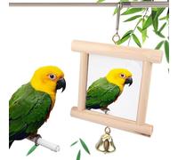 Parrot Mirror Toy - Enrichment Cage Accessory, Bell Activity Play Toy, Durable Bird Entertainment | Interactive Stimulation For Indoor Pet Animals Parakeets Lovebirds Canary Small Medium Breeds