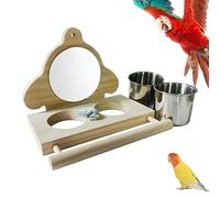 Parrot Perch, Bird Feeders, Interactive Mirror Design, Sturdy and Safe Materials Parrot Toys, Parakeet Feeding Station for Birds, 6,3 x 5,12 x 4,92"/5,51 x 5,1 x 3,94"