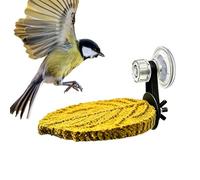 Parrot Perch Grinding Stick - 13.5x9.5cm Suction Cup Bird Perch | Frosted Beak & Claw Grinding Stand with Tray - Cage Accessory for Budgié Cockatiel Parrot Nail Care