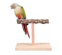 Parrot Perch - Natural Wood Bird Stand, Avian Exercise Toy | Portable Tabletop Timber Branch Rough Grinding Claw Rod Organic Material Foot Gym with Feeding Cup, Winged