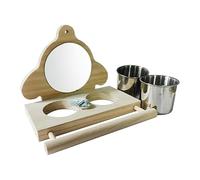 Parrot Perch, Parakeet Food Feeder, Bird Parrot Perch, Interactive Play Toy, Feeding Cups, Bird Mirror Perch, Parrot Cage Accessories for Parakeets, Cockatiels