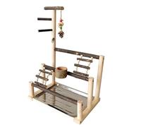 Parrot Perch Stand, Bird Play Stand, Parakeet Cage Accessories, Feeding Cups Included, Natural Parrot Playstand, Ideal for Budgies, Cockatiels, 15.75x10.63x23.23 inches