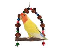 Parrot Perch Stand, Parakeet Cage Accessories, 7.87x7.87in Rattan Ball Playground, Authentic Wooden Frame, Easy to Clean Design for Indoor Window Training, Nesting, Roosting