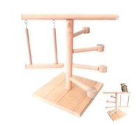 Parrot Perch, Wooden Bird Playground, Safe Cockatiel Toys with Natural Wood Design, Interactive Cage Accessory for Cockatoos, Budgies, Young, Adult Birds, 6.5x9.25 inches