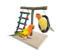 Parrot Playground, Natural Wood Parrot Perch, Bird Playground Parrot Play Stand, Multiple Play Features Budgie Playground Cage Exercise Gym Toys for Parakeets, Cockatiel, Small Birds