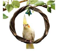 Parrot Ring Swing,Wooden Perch Stand with Bell Bird, Chewing Standing for Lovebirds, Macaws, Finches, Parakeets, Conures