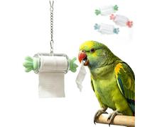 Parrot Rolling Paper Play Toy with Hanging Chain,Bird Foraging Roll Paper Holder,Bird Shredding Toys,Interactive Chewing Accessory for Parakeet Cockatiel Conure (Green)