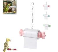 Parrot Rolling Paper Play Toy with Hanging Chain,Bird Paper Roll Toy,Bird Shredding Toys,Interactive Chewing Accessory for Parakeet Cockatiel & Medium Parrot Cage Use (Pink)