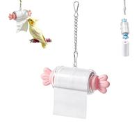 Parrot Rolling Paper Play Toy with Hanging Chain,Candy Shaped Parrot Rolling Paper Cage Toy,Bird Shredding Toys,for Cockatiels, Budgies (Pink)