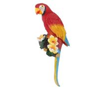 Parrot Sculpture Resin Bird Figurine Half Face Hanging Sculpture for Wall Tree Living Room Balcony Garden (Red)