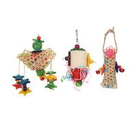 Parrot Shredding Chew Toy | 3pcs Foraging Toys for Anxiety Relief | Bamboo & Rattan Bird Chew Toy for Finches/Budgies/Cockatiels | Safe Non - Hazardous Material