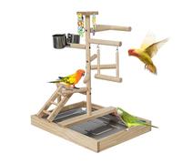 Parrot Stand Playground, Natural Wood Bird Toys, Wooden Bird Pole Swing Toy, Bird Play Stand, Wooden Parrot Stand, Easy to Use, Portable for Lovebird, Budgie, Cockatiel