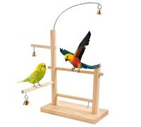 Parrot Stand, Wooden Bird Perch, Cage Playground Toy, 20x10x30cm, Natural Wood Bell Accessory, Easy to Install, for Parakeets Cockatiels Lovebirds, Long Lasting