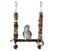 Parrot Swing, Decorative Hanging Cockatiel Perch, 16.54x9.84x0.39 inches, Chewing Play Accessory for Parakeets, Cage Decoration with Rope Design, Interactive Bird Toy