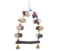 Parrot Swing Toy | Authentic Wood Suspension Bridge for Budgies & Small Birds | Colorful Beads & Bell Stimulates Play/Exercise | Easy Cage Installation (Moyen : env.17,6x16,2x10cm / 6,93x6,38x3,94
