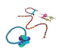 Parrot Swing Toys Set with Hook | Colorful Chewing & Climbing Bird Toys for Parakeet/Cockatiel Cage | Sturdy Cotton Rope Swing, Bell String & Rattan Ball