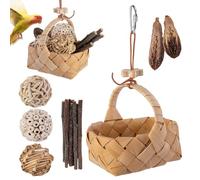 Parrot Toy Set - Natural Wood Chewing Climbing Bundle | Safe Bird Play